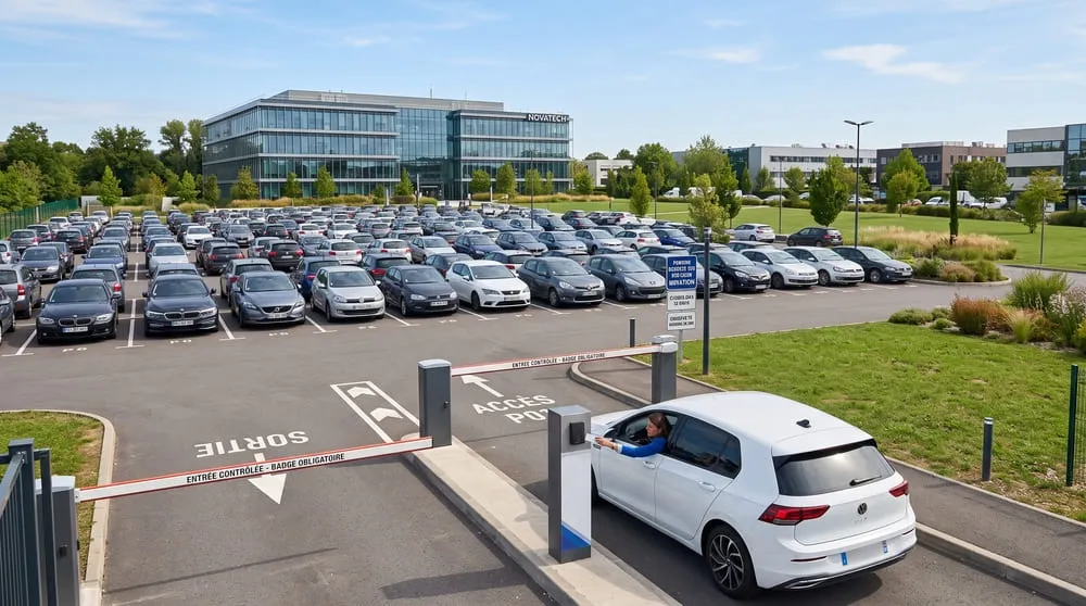 Contrôle d'accès à l'entrée d'un parking d'entreprise